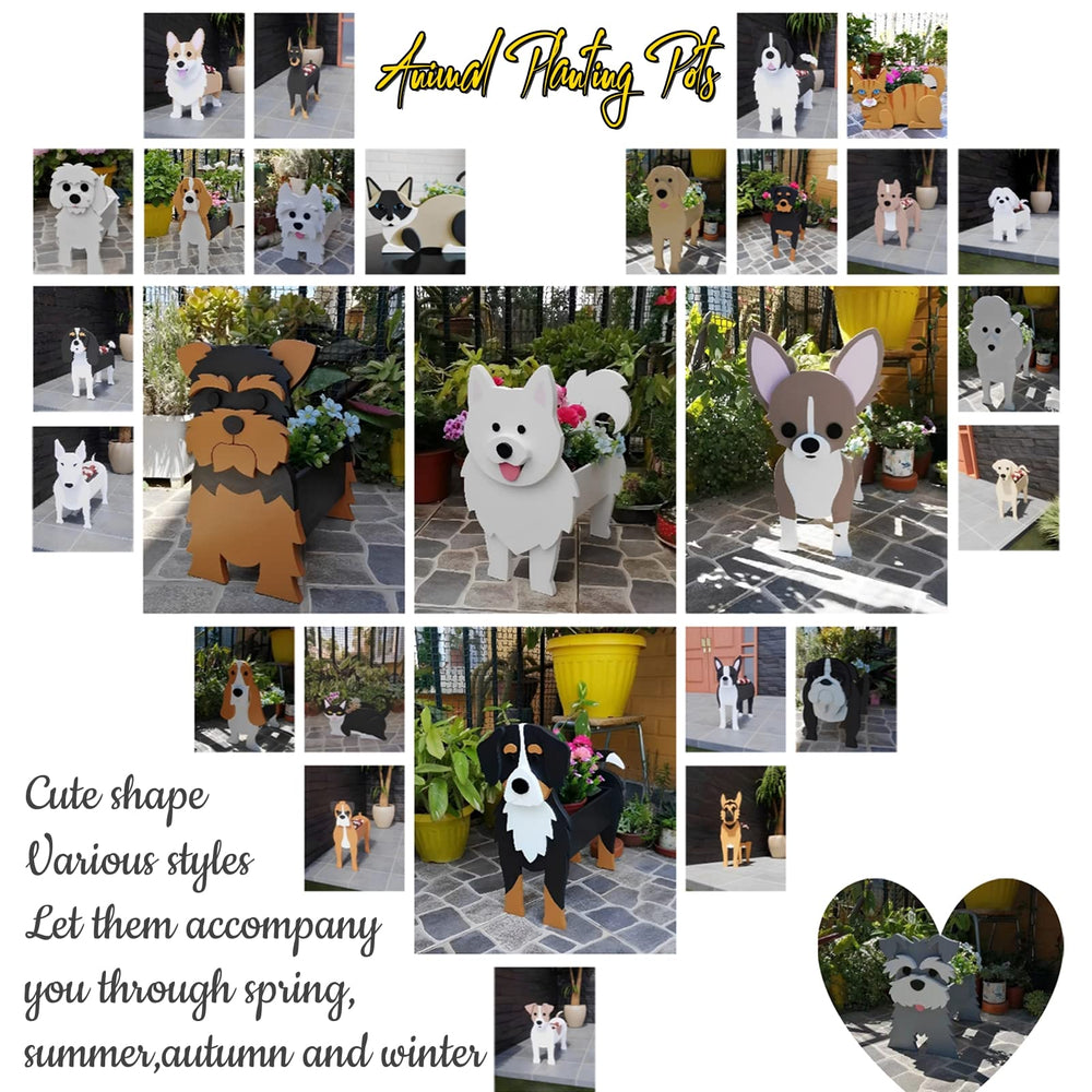 Back view of strolfay Brown Shih Tzu dog planter