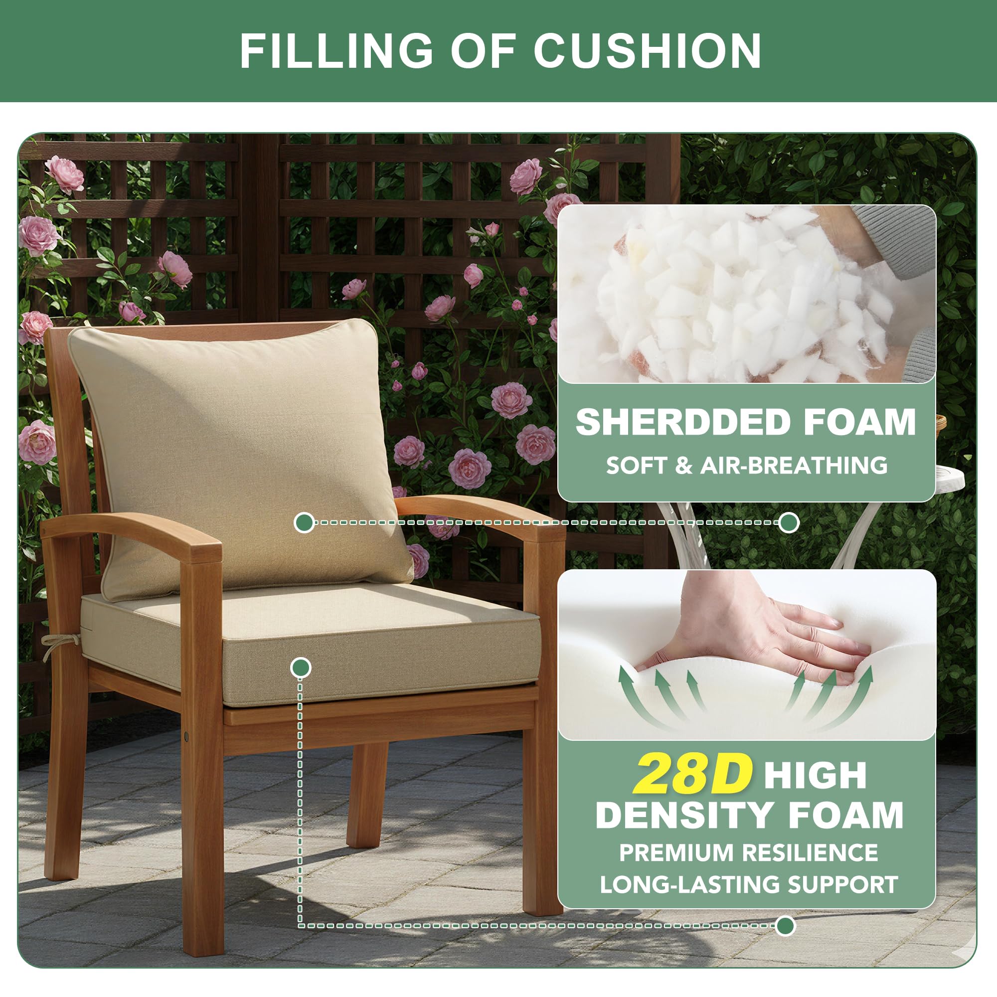Back view of Summsun Outdoor Chair Cushions