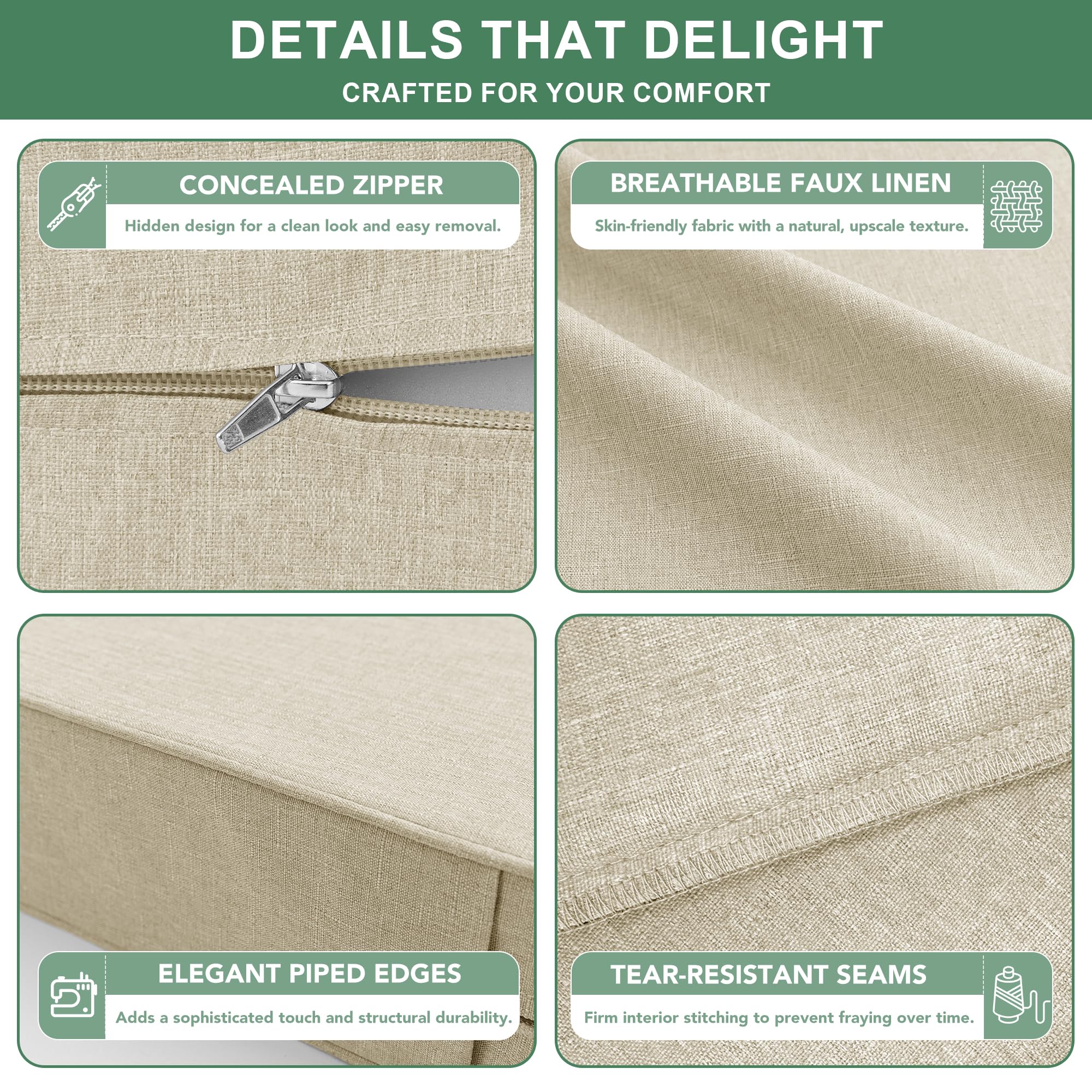 Back view of Summsun patio chair cushions displaying the anti-slip bottom