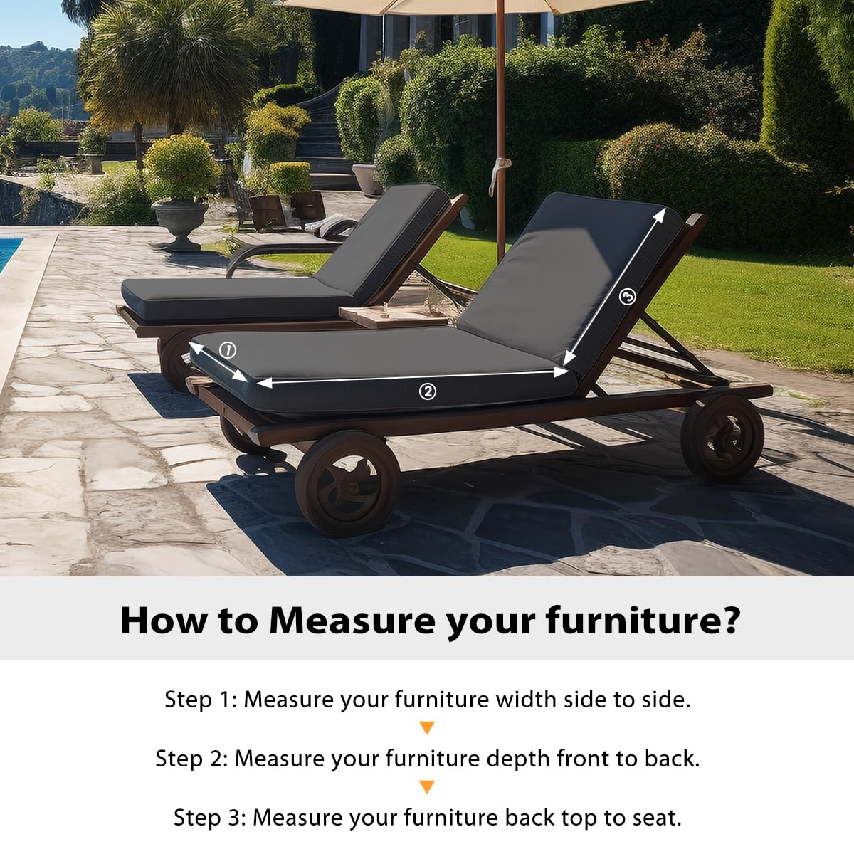 Back view of Sundale Outdoor Chaise Lounge Cushion