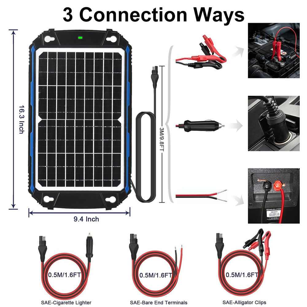 Back view of SUNER POWER Solar Charger with safety specifications