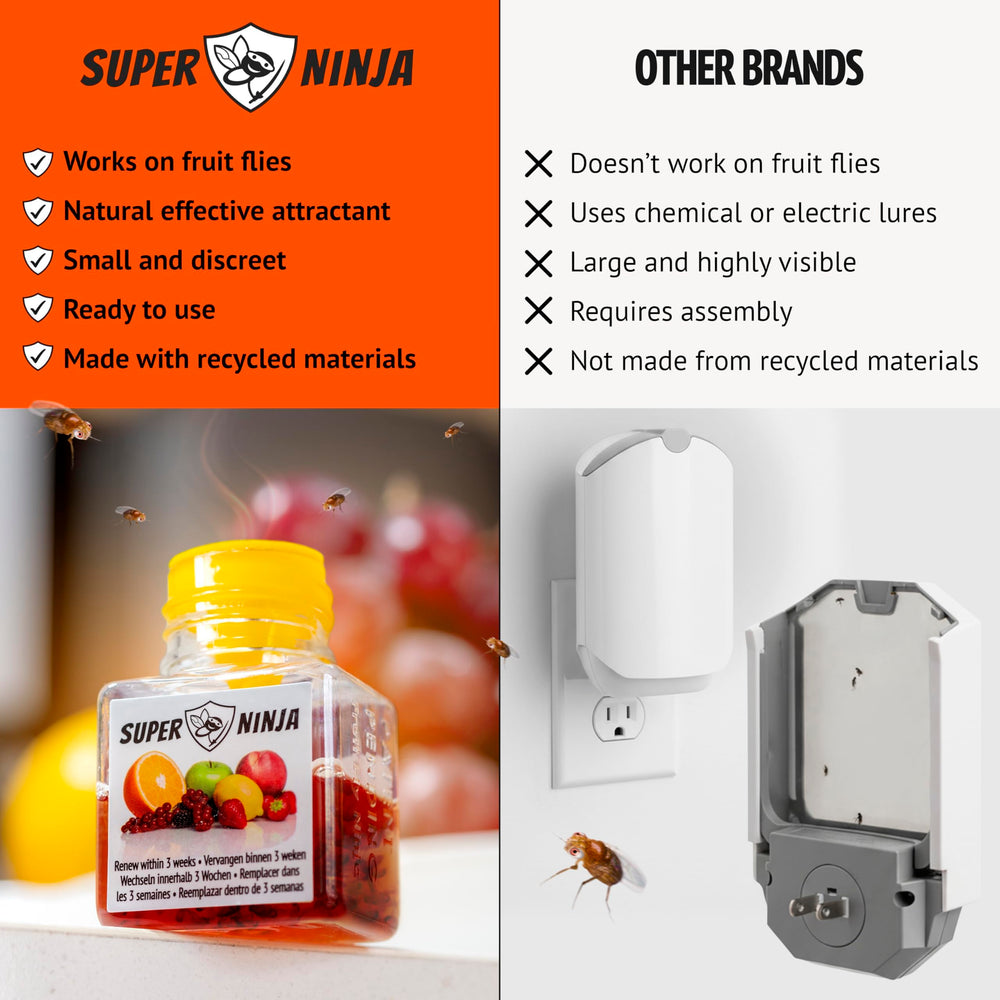 Back view of Super Ninja Fruit Fly Trap packaging