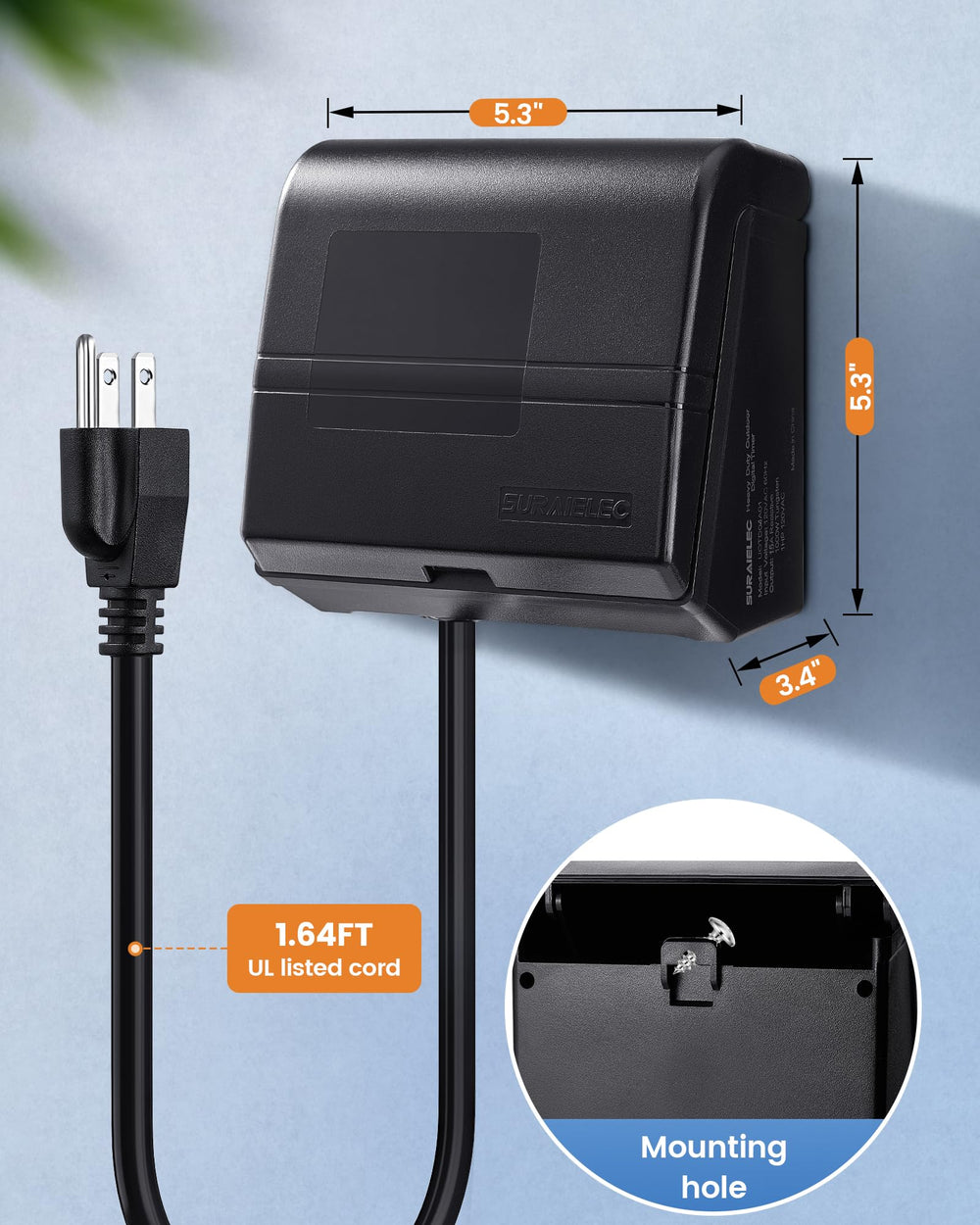 Back view of SURAIELEC Digital Pool Timer with mounting options