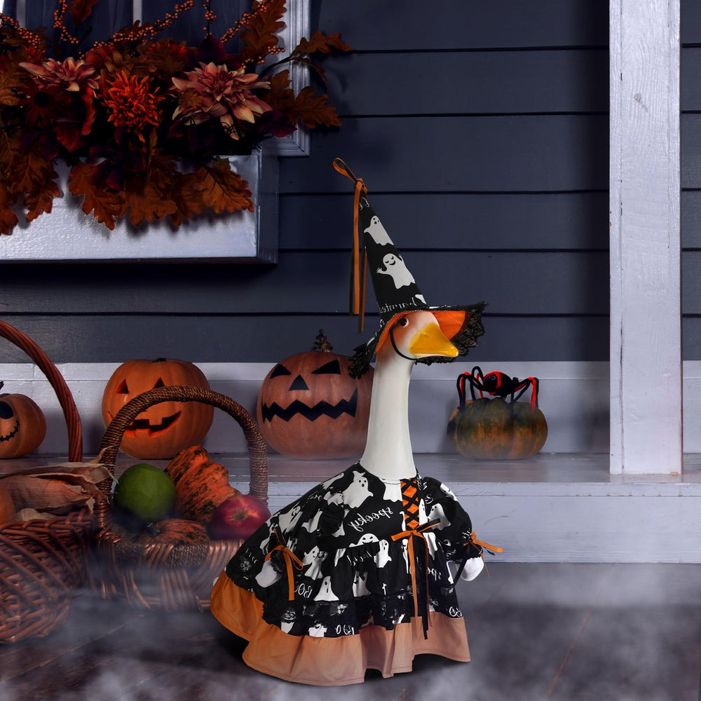 Back view of Suzile Halloween goose costume with hat and skirt