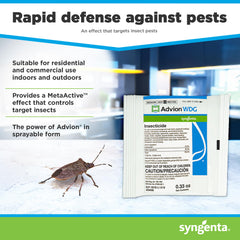 Back view of Syngenta Advion WDG Insecticide packaging