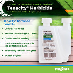 Back view of Syngenta Tenacity Turf Herbicide bottle