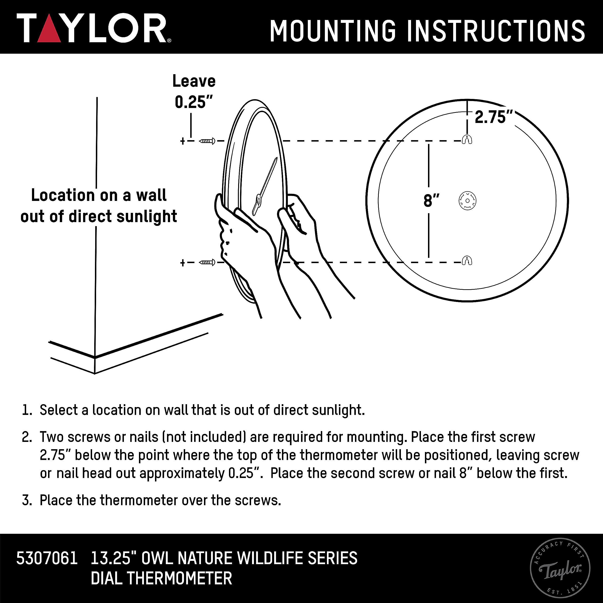 Back view of Taylor 13.25 Inch Dial Thermometer