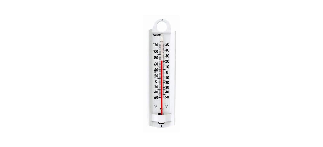 Back view of Taylor Wall Thermometer showing mounting holes