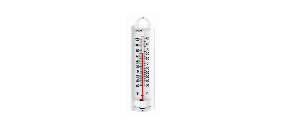 Back view of Taylor Wall Thermometer showing mounting holes