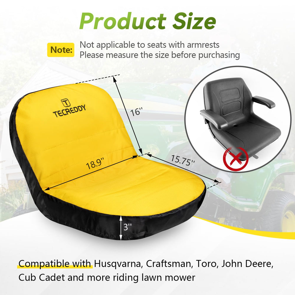 Back view of Tecreddy Lawn Mower Seat Cover with pockets