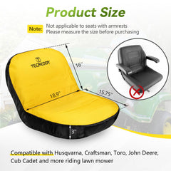 Back view of Tecreddy Lawn Mower Seat Cover with pockets