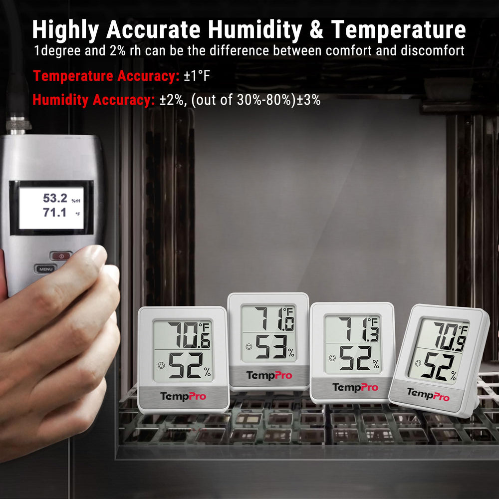 Back view of TempPro TP49 Digital Hygrometer showing magnetic attachment