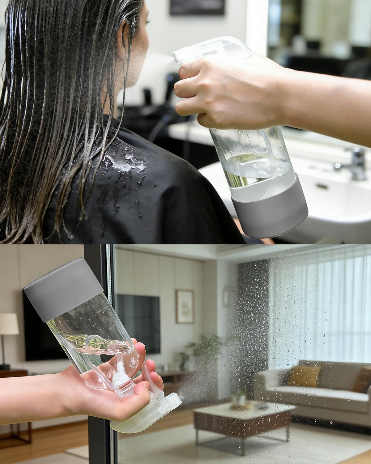 Back view of TERESRY 360° Glass Spray Bottle grey