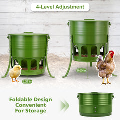 Back view of Tgeyd Metal Chicken Feeder showing feeding ports