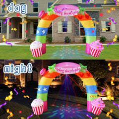 Back view of the 11FT inflatable birthday arch with power supply