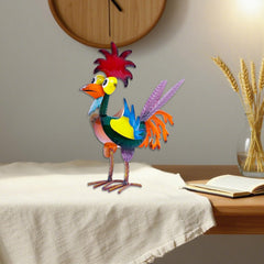 Back view of the Abirdflyer Rooster Statue displaying glossy finish