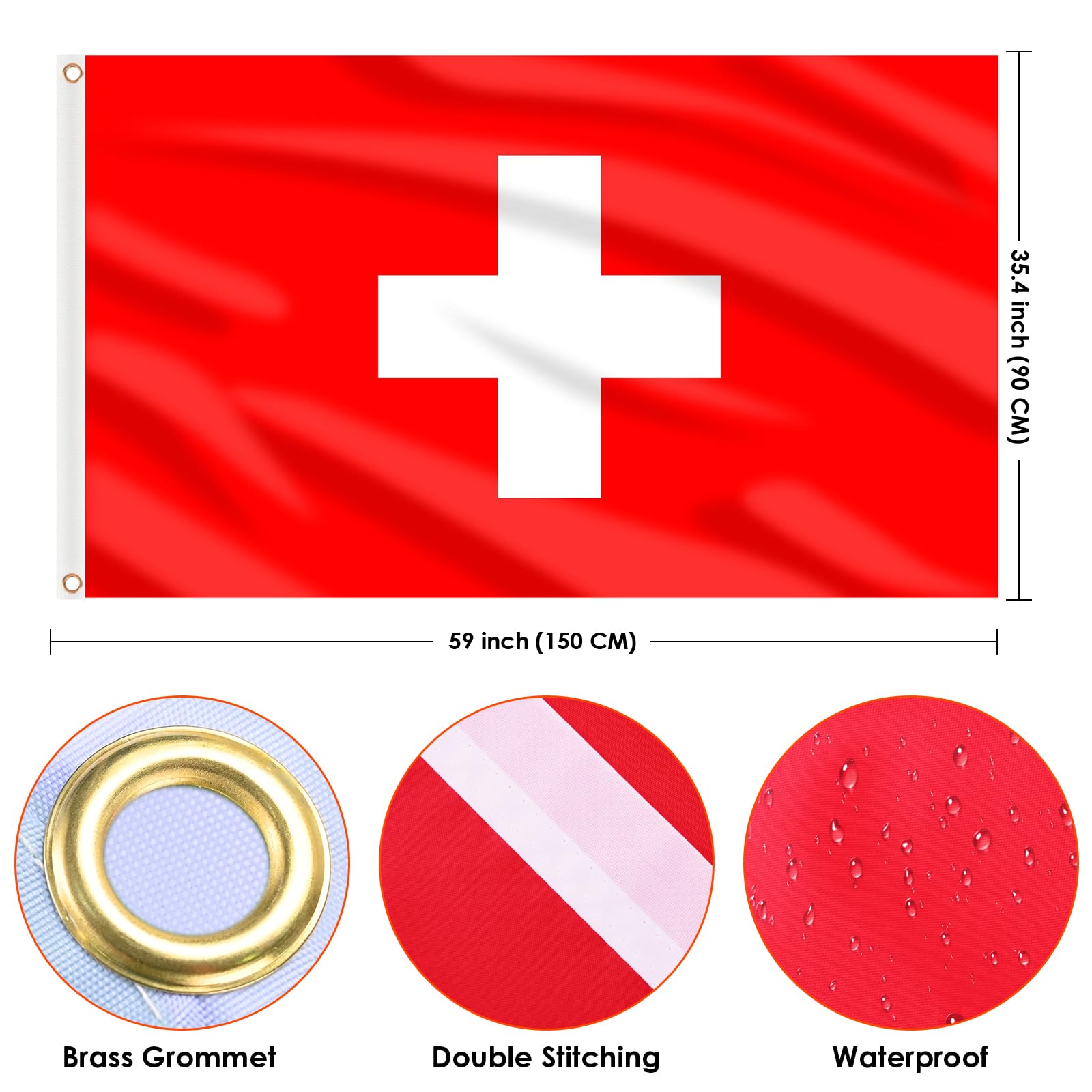 Back view of the AhfuLife Switzerland Flag 3x5 ft