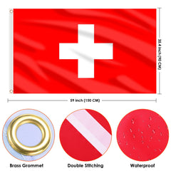 Back view of the AhfuLife Switzerland Flag 3x5 ft