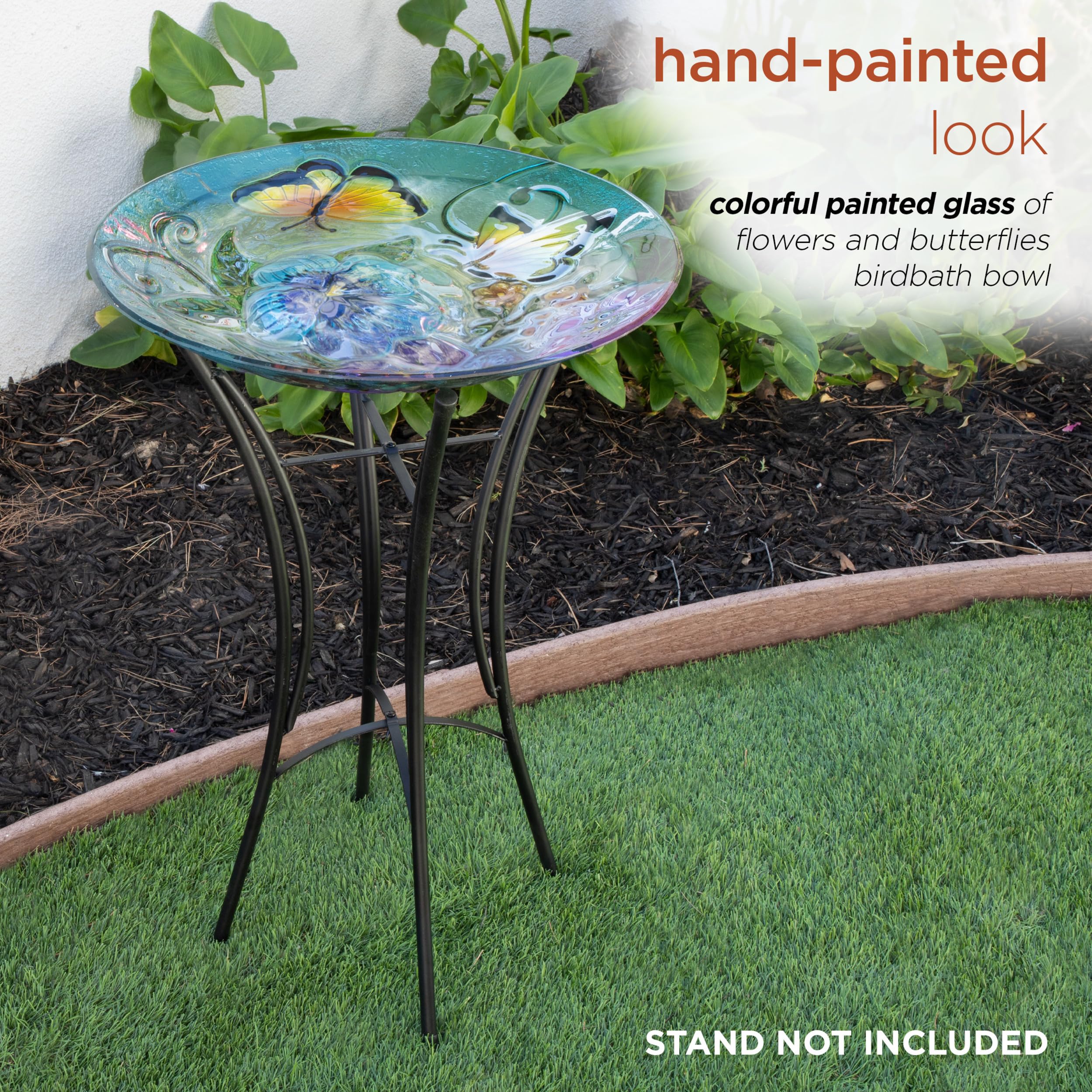 Back view of the Alpine birdbath showing glossy finish