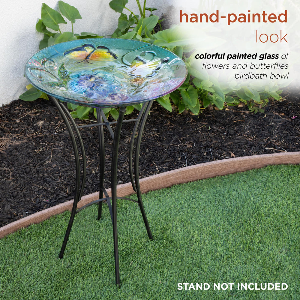 Back view of the Alpine birdbath showing glossy finish