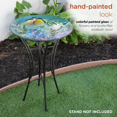 Back view of the Alpine birdbath showing glossy finish