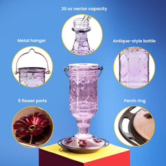 Back view of the Amethyst Jewel Hummingbird Feeder showing the hanging hook