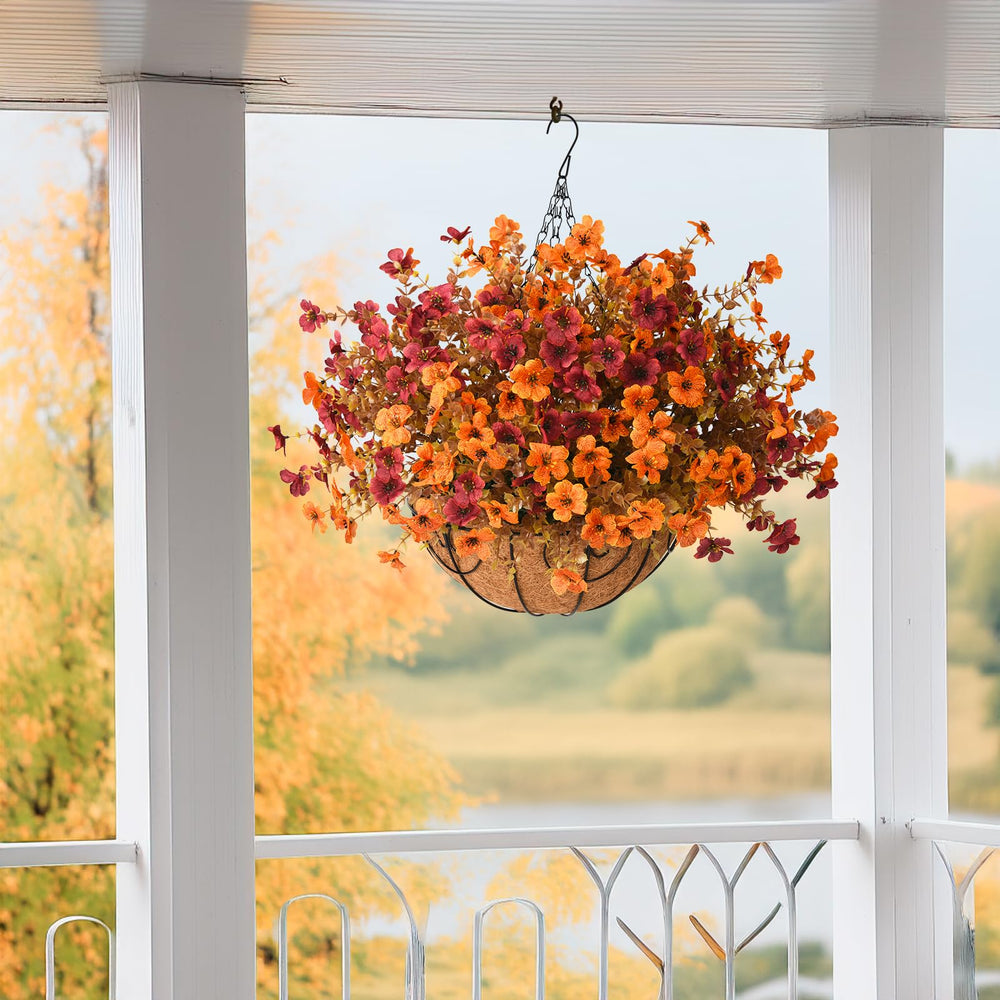 Back view of the artificial fall flowers basket