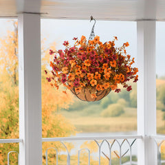 Back view of the artificial fall flowers basket