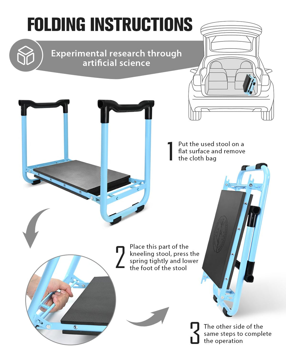 Back view of the AZBESTPRO Garden Kneeler and Seat