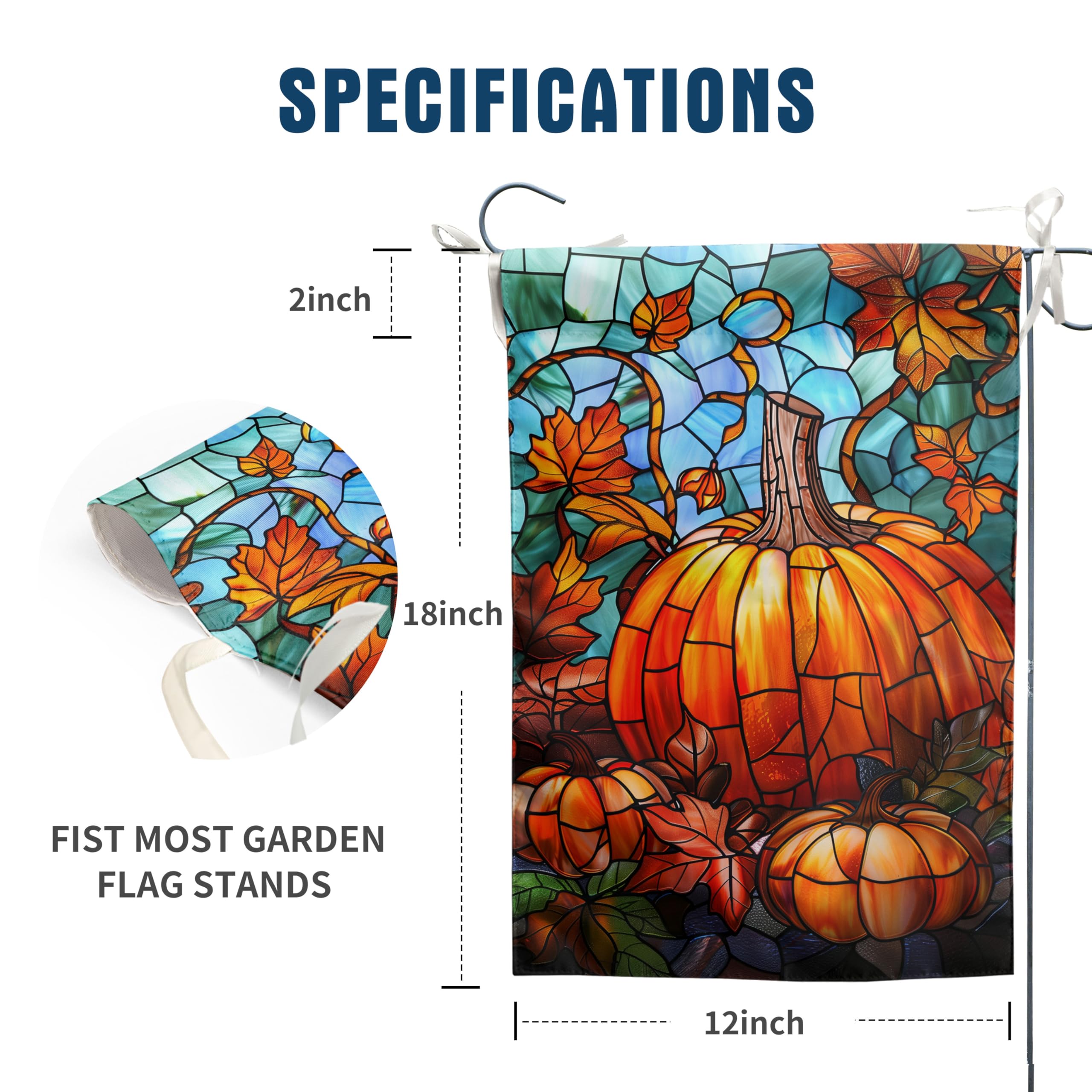 Back view of the DZGlobal Pumpkin Fall Garden Flag showcasing vivid colors