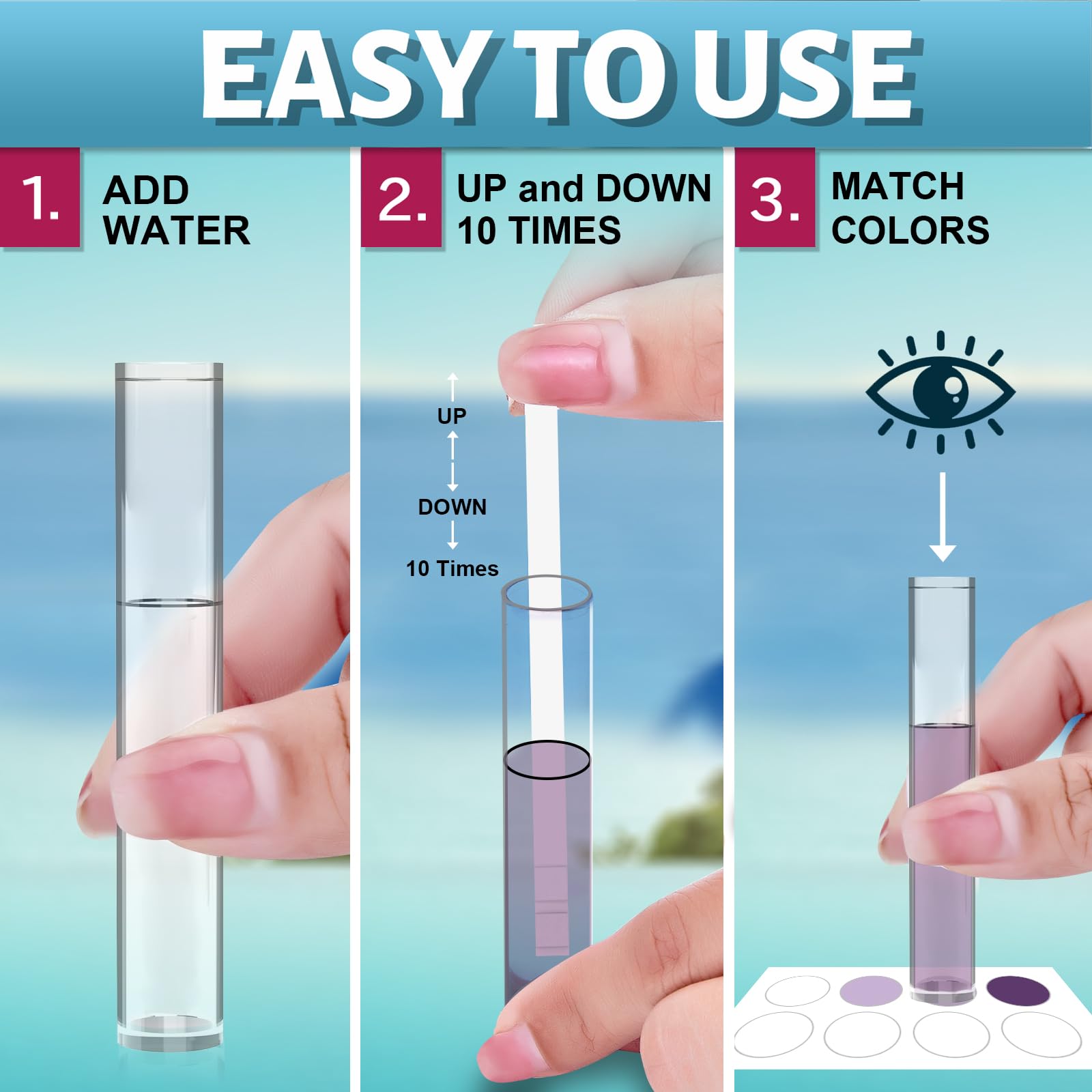 Back view of the EASYTEST 9 IN 1 Pool Test Strips packaging