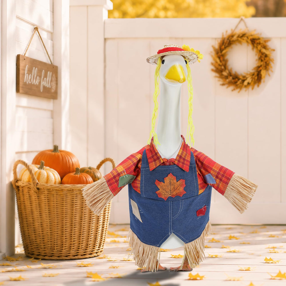 Back view of the EKOREST Fall Scarecrow Goose Outfit
