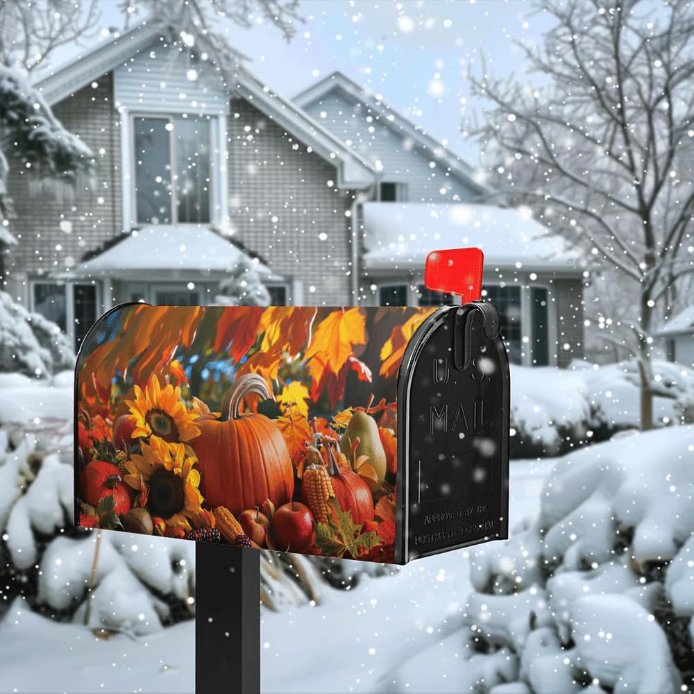 Back view of the Fall Mailbox Cover showing magnetic design