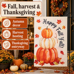 Back view of the Fall Pumpkin Garden Flag