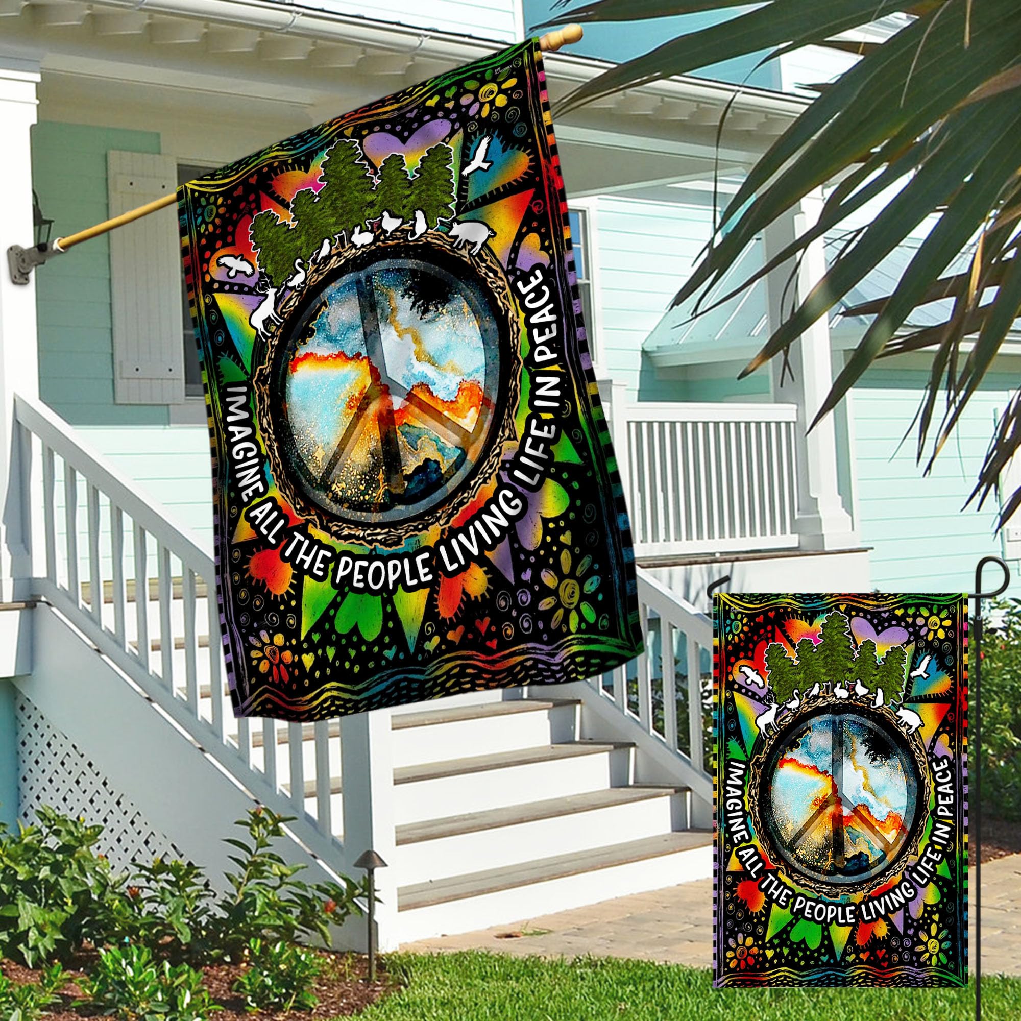 Back view of the FLAGWIX Hippie House Flag