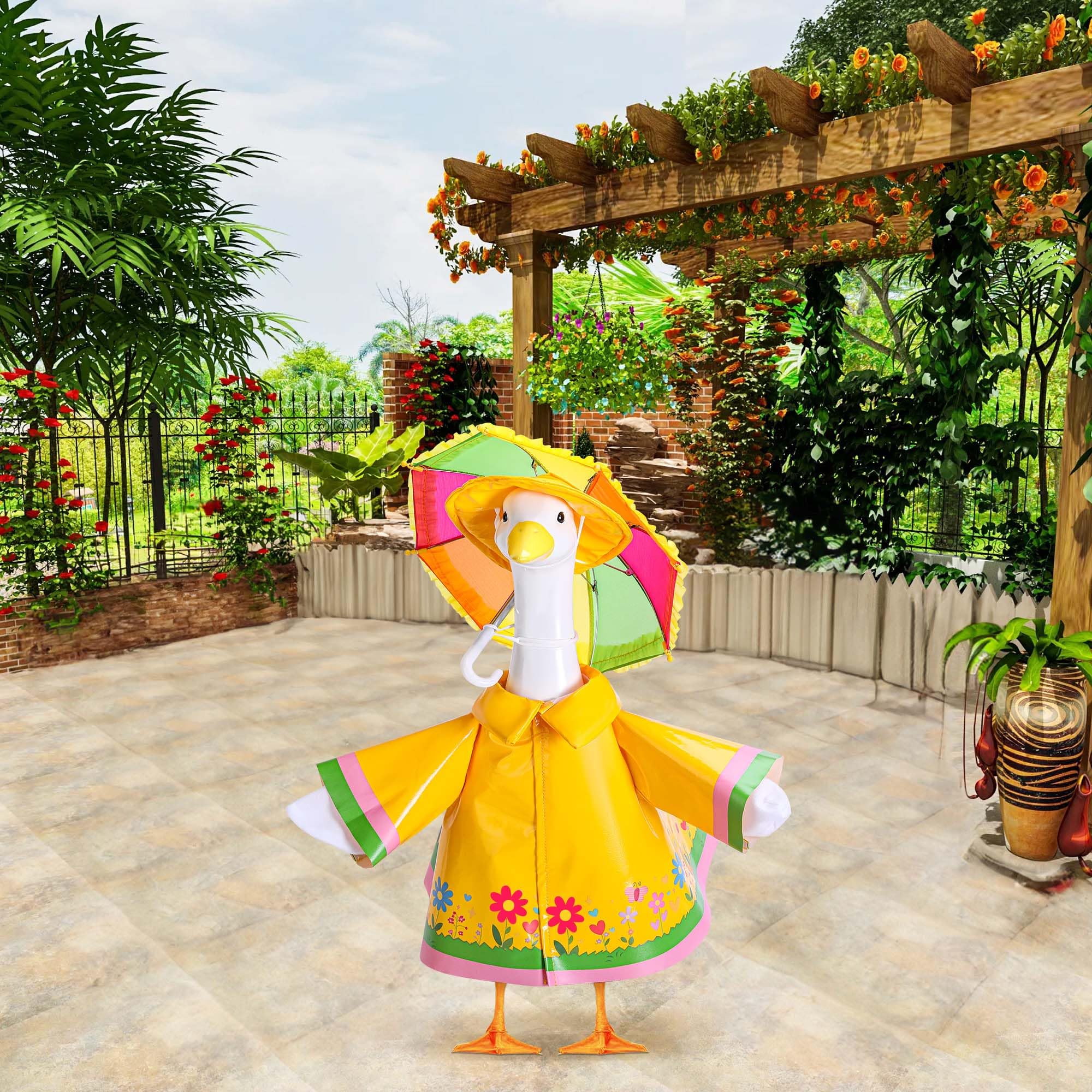 Back view of the goose outfit showing the umbrella