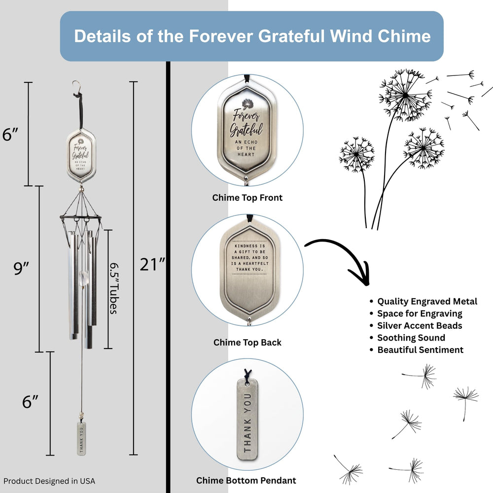 Back view of The Grandparent Gift Co. wind chime showing space for engraving