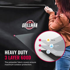 Back view of the Grillman BBQ grill cover demonstrating size
