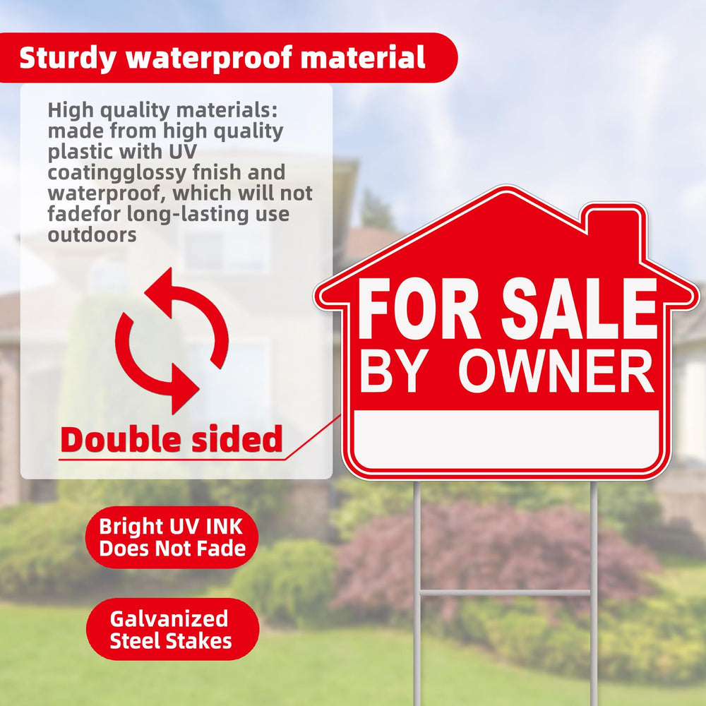Back view of the GXGGUS For Sale By Owner Yard Sign with metal stake