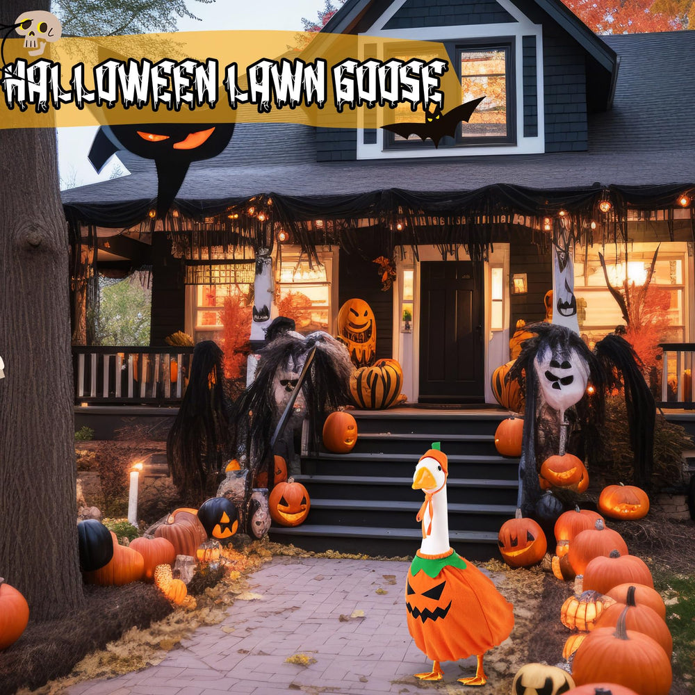 Back view of the Halloween goose costume with detailed design