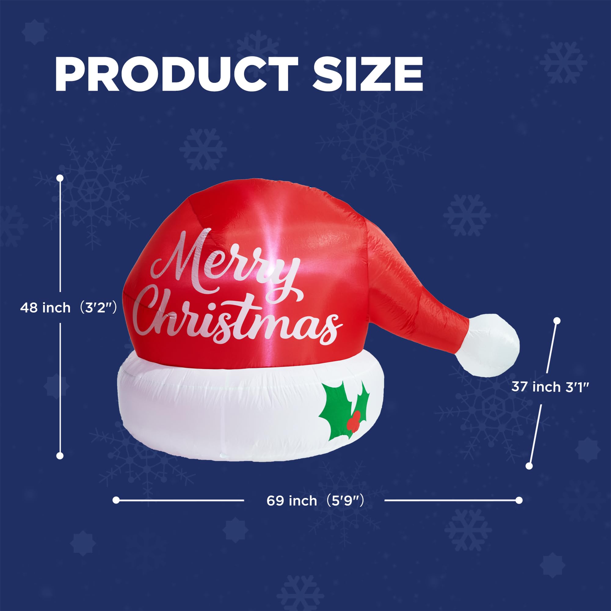 Back view of the inflatable Santa hat showing the blower
