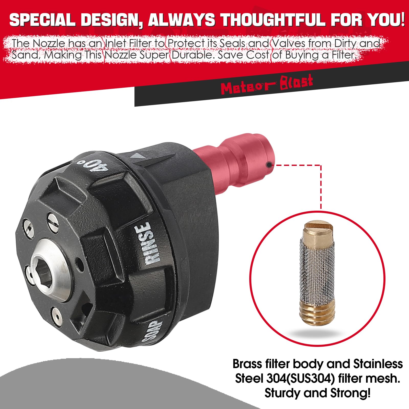Back view of the Meteor Blast adjustable pressure washer nozzle