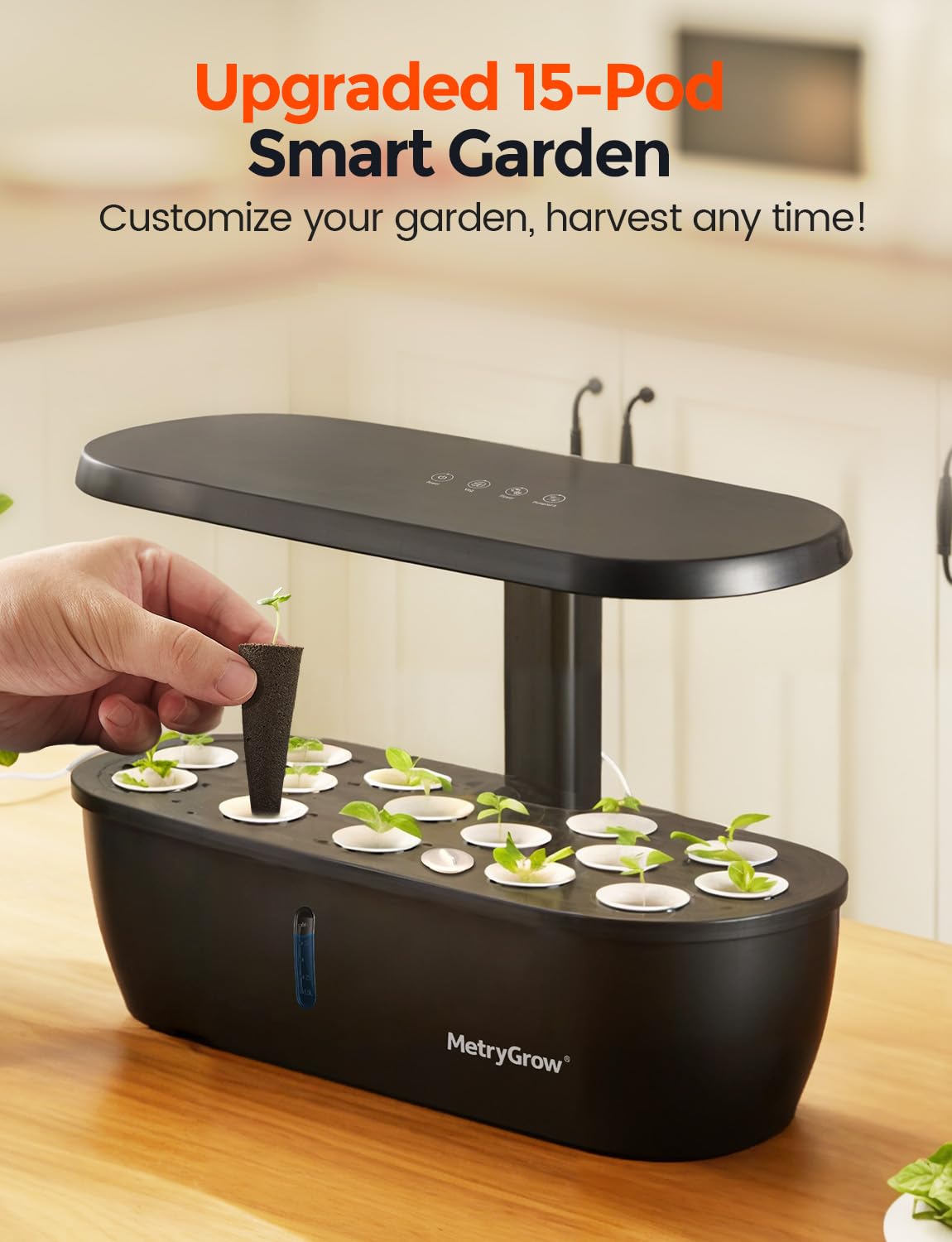 Back view of the MetryGrow indoor gardening system