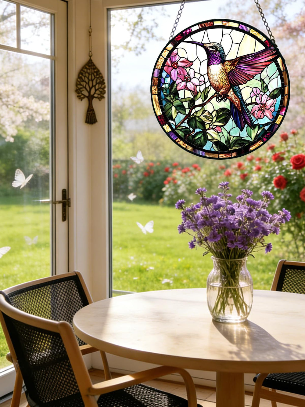 Back view of the Meyocky stained glass suncatcher