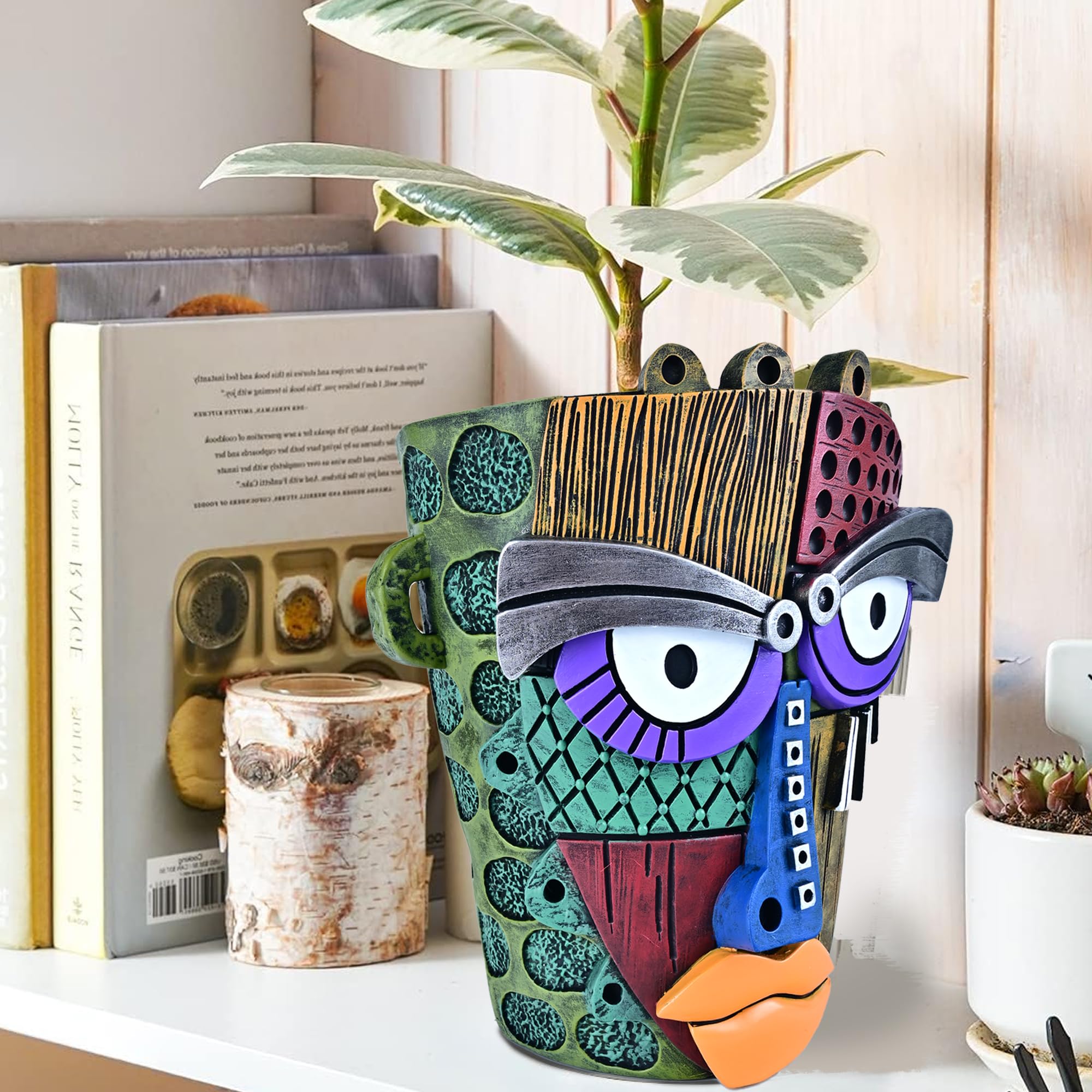 Back view of the Midogaigai Abstract Face Planter showing ear handles
