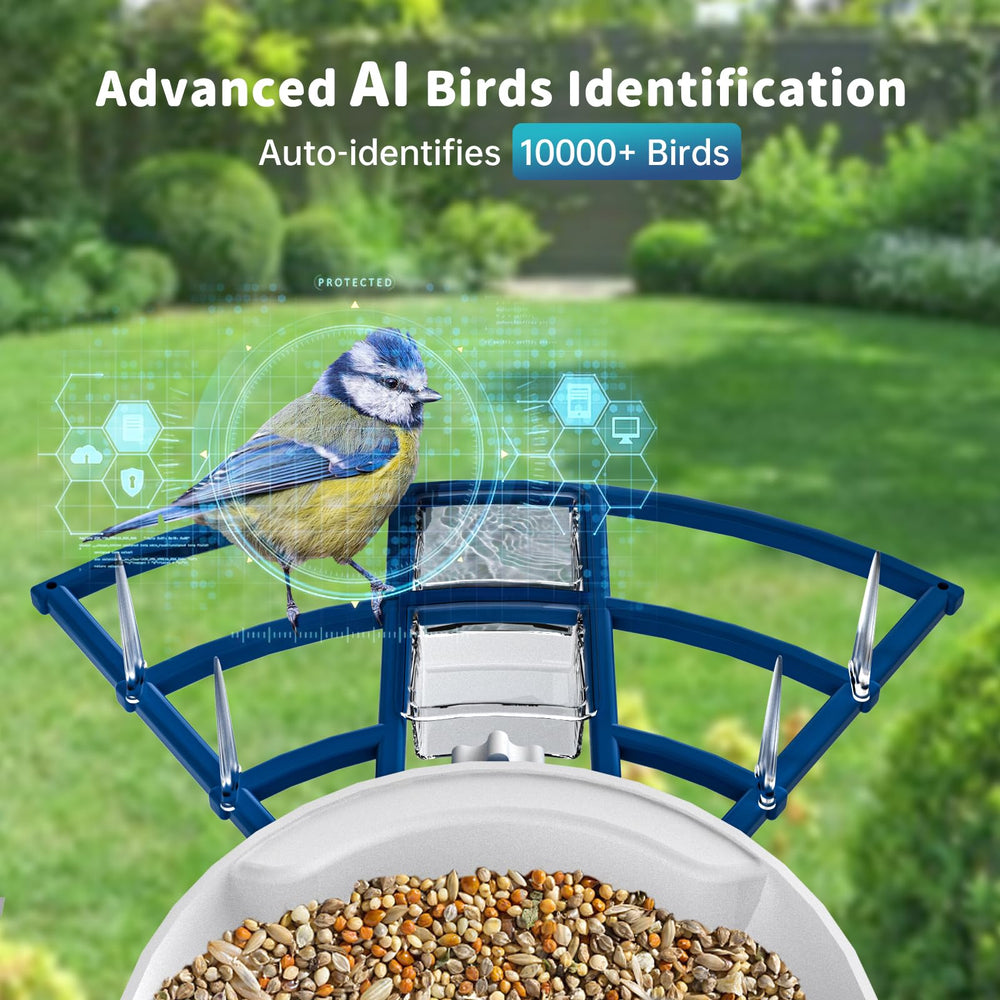 Back view of the NAVFS Smart Bird Feeder with mounting kit