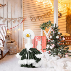 Back view of the porch goose outfit showcasing snowflake details