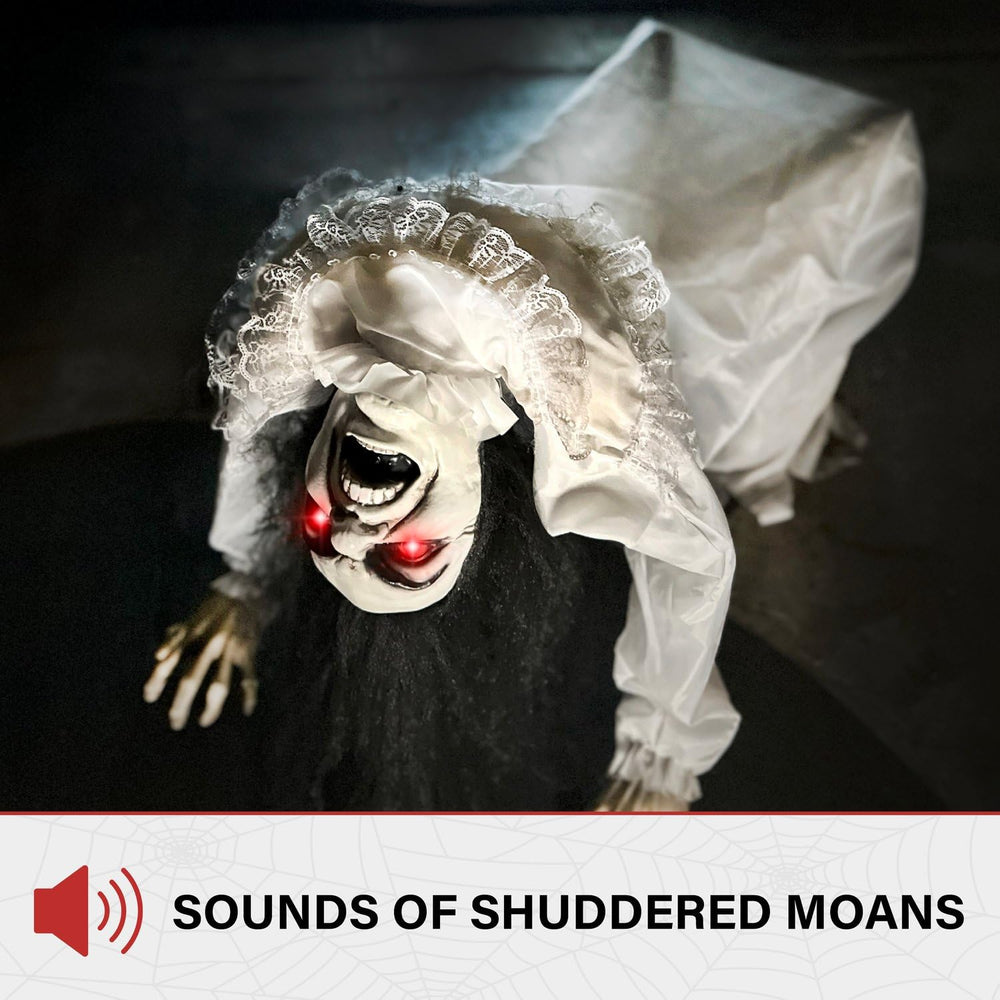 Back view of the possessed woman animatronic