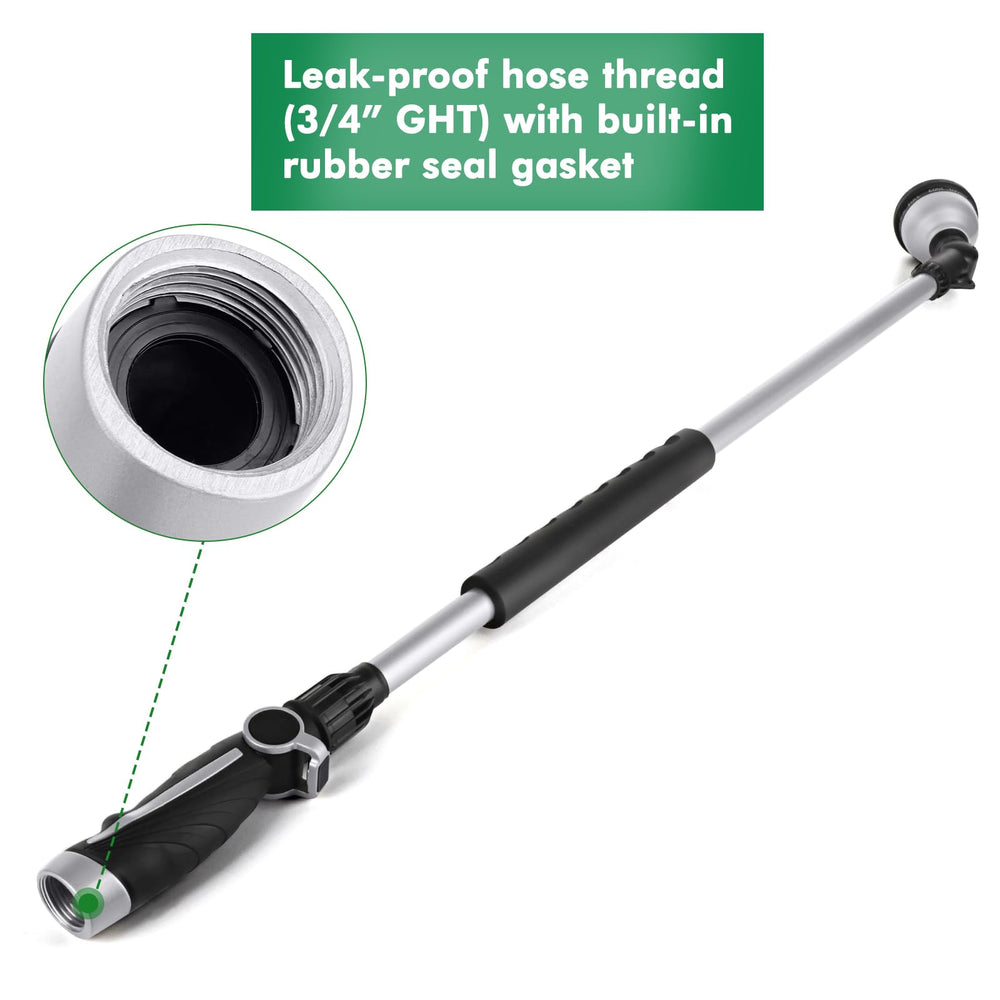 Back view of the Restmo watering wand showing the aluminum tube