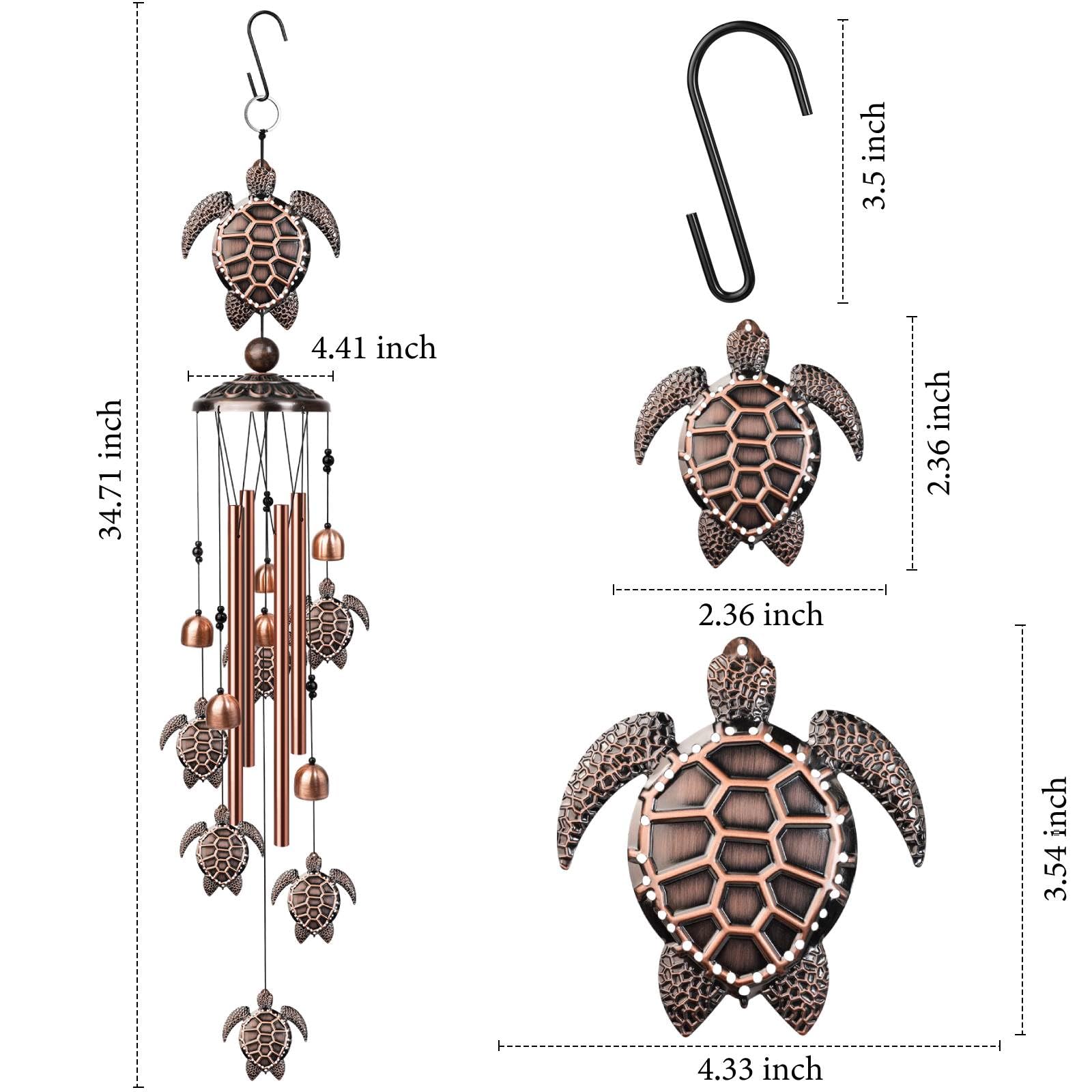 Back view of the sea turtle wind chime with S-shaped hook
